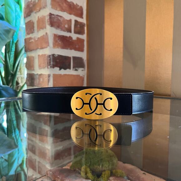 HERMES Phillipine Black/Brown Leather Reversible Belt SZ 85 main image 6